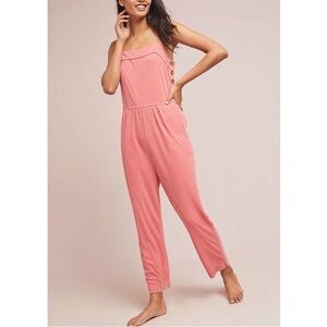 Anthropologie Saturday Sunday Cupro Coral Jumpsuit with Side Button Detail